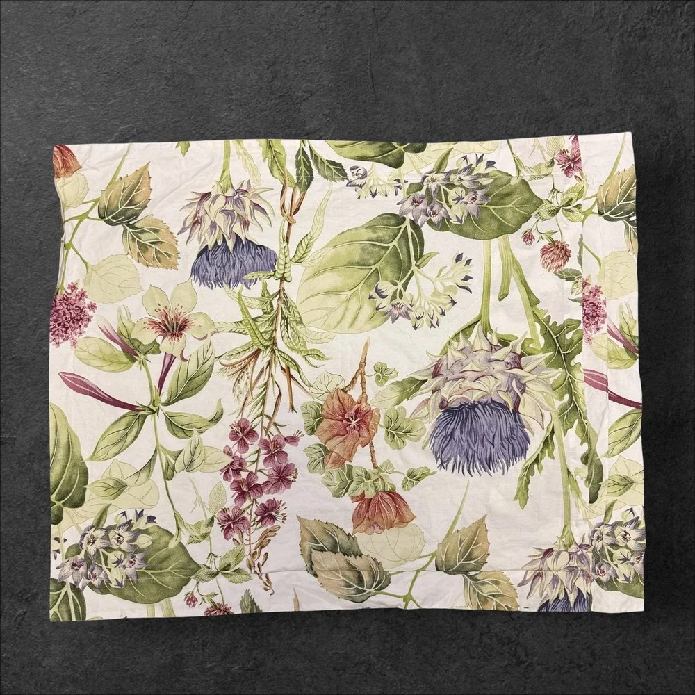 Pottery Barn Thistle Floral Percale Duvet Cover Queen +1‎ Standart pillowcase